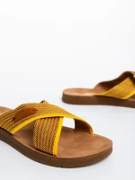 Eveline sárga női papucs textil anyagaból