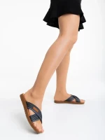 Eveline kék női papucs textil anyagaból