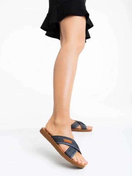 Eveline kék női papucs textil anyagaból