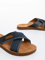 Eveline kék női papucs textil anyagaból