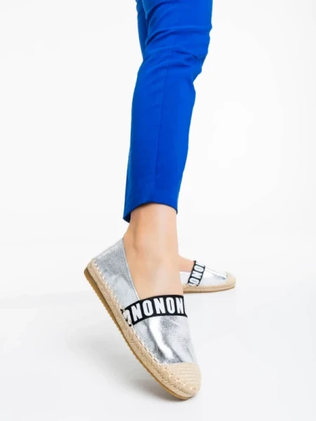 Rodica ezüstszínű női espadrille ökológiai bőrből