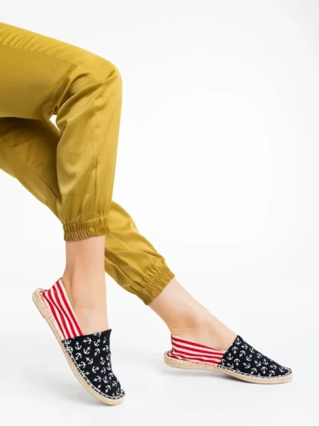 Anaida fekete és piros női espadrille textil anyagból