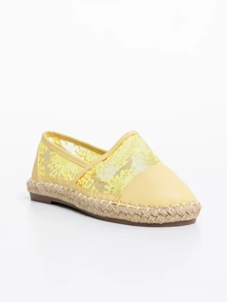 Erma sárga gyerek espadrille textil anyagból és ökológiai bőrből
