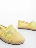 Erma sárga gyerek espadrille textil anyagból és ökológiai bőrből