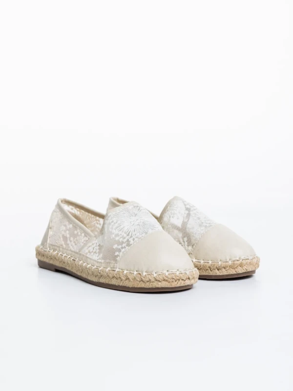 Erma bézs gyerek espadrille textil anyagból és ökológiai bőrből
