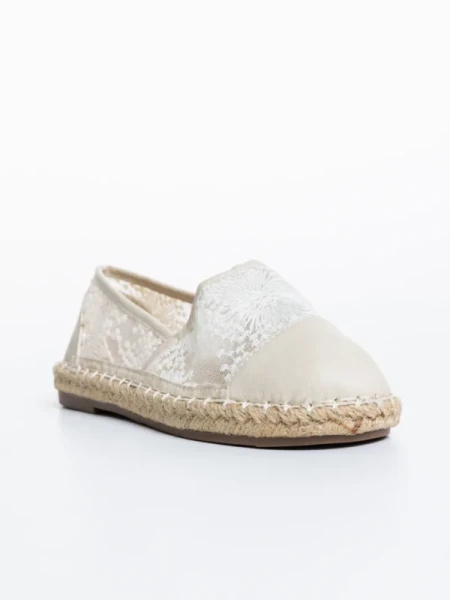 Erma bézs gyerek espadrille textil anyagból és ökológiai bőrből
