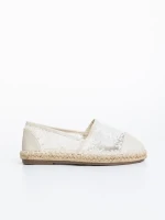 Erma bézs gyerek espadrille textil anyagból és ökológiai bőrből