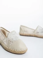 Erma bézs gyerek espadrille textil anyagból és ökológiai bőrből