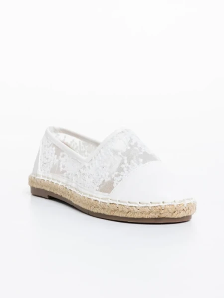 Erma fehér gyerek espadrille textil anyagból és ökológiai bőrből