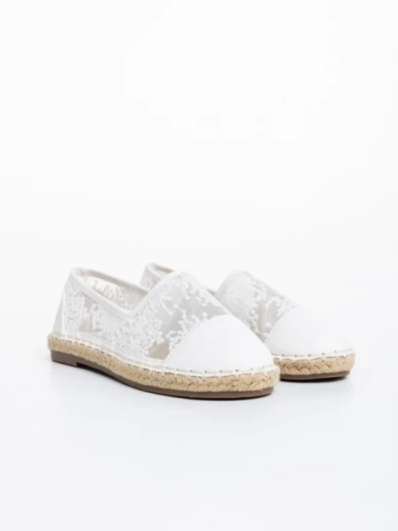 Erma fehér gyerek espadrille textil anyagból és ökológiai bőrből