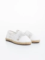Erma fehér gyerek espadrille textil anyagból és ökológiai bőrből