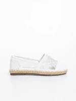 Erma fehér gyerek espadrille textil anyagból és ökológiai bőrből