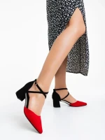 Sisley piros női magassarkú cipő textil anyagból