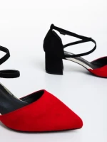 Sisley piros női magassarkú cipő textil anyagból