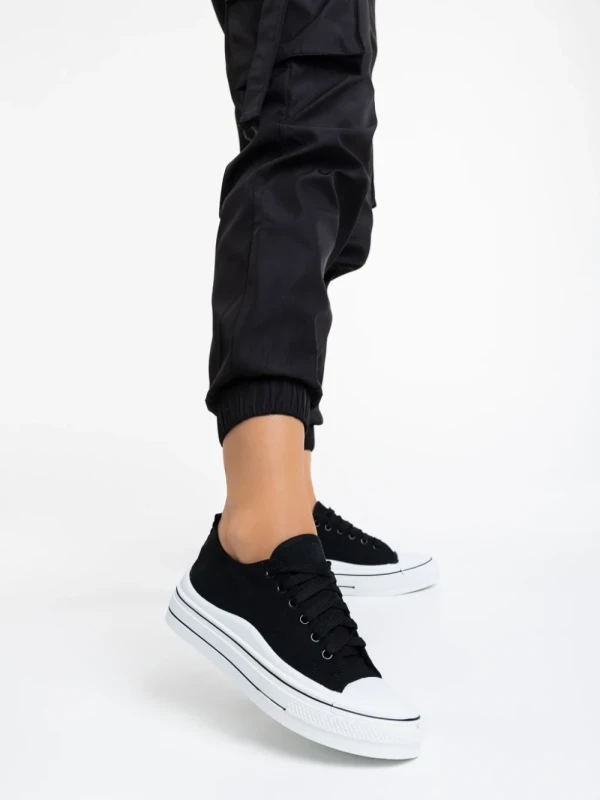 Leony fekete női tornacipő, textil anyagból készült