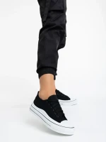 Leony fekete női tornacipő, textil anyagból készült