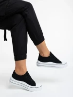 Leony fekete női tornacipő, textil anyagból készült