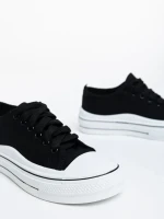 Leony fekete női tornacipő, textil anyagból készült