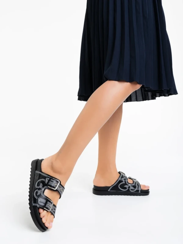 Eiko fekete női papucs ökológiai bőrből