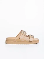 Eiko sötét bézs papucs ökológiai bőrből