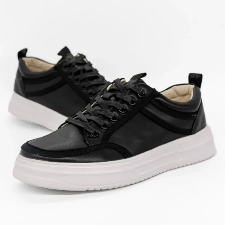 Elden fekete férfi sportcipő ökológiai bőrből