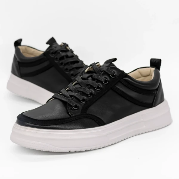 Elden fekete férfi sportcipő ökológiai bőrből