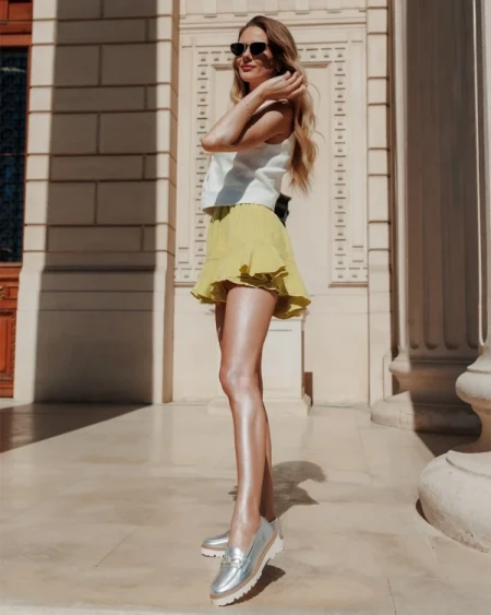 Jenima ezüstszinű női félcipő ökológiai bőrből