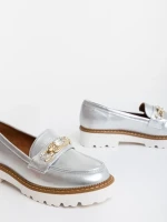 Jenima ezüstszinű női félcipő ökológiai bőrből