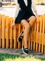 Jenima fekete női félcipő ökológiai bőrből