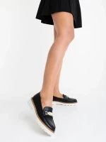 Jenima fekete női félcipő ökológiai bőrből