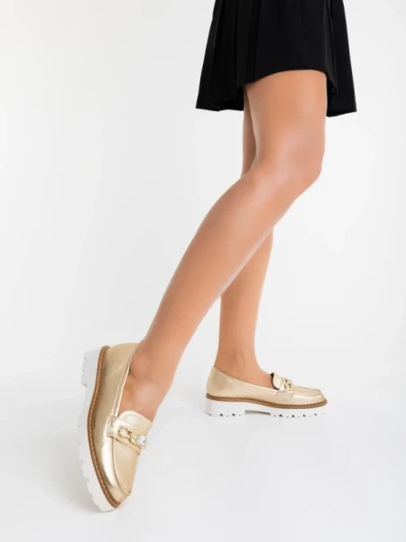 Jenima aranyszinű női félcipő ökológiai bőrből