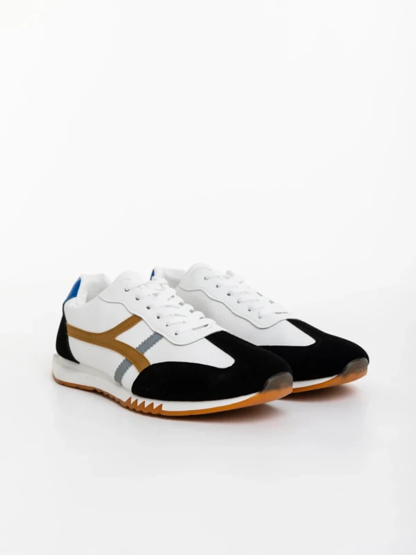 Nereo fekete fehér férfi sportcipő ökológiai bőrből