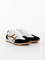 Nereo fekete fehér férfi sportcipő ökológiai bőrből