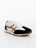 Nereo fekete fehér férfi sportcipő ökológiai bőrből