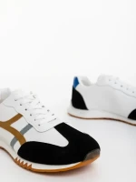 Nereo fekete fehér férfi sportcipő ökológiai bőrből