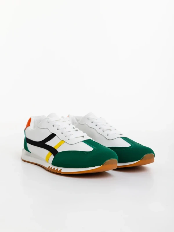 Nereo fehér és zöld férfi sportcipő ökológiai bőrből