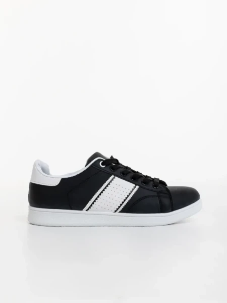 Jelka fekete férfi sportcipő ökológiai bőrből