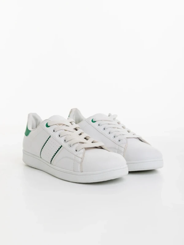 Jelka fehér és zöld férfi sportcipő ökológiai bőrből