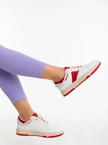 Petty piros női sportcipő ökológiai bőrből