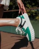 Sabetta zöld női sportcipő ökológiai bőrből