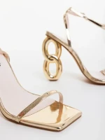 Valeta aranyszinű női szandál lakkozott ökológiai bőrből