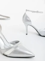 Armara ezüstszinű női magassarkú cipő textil anyagból