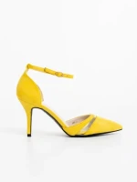 Armara sárga női magassarkú cipő textil anyagból