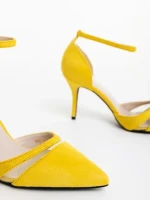Armara sárga női magassarkú cipő textil anyagból