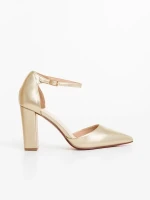 Manyara aranyszinű női magassarkú cipő ökológiai bőrből