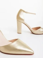 Manyara aranyszinű női magassarkú cipő ökológiai bőrből
