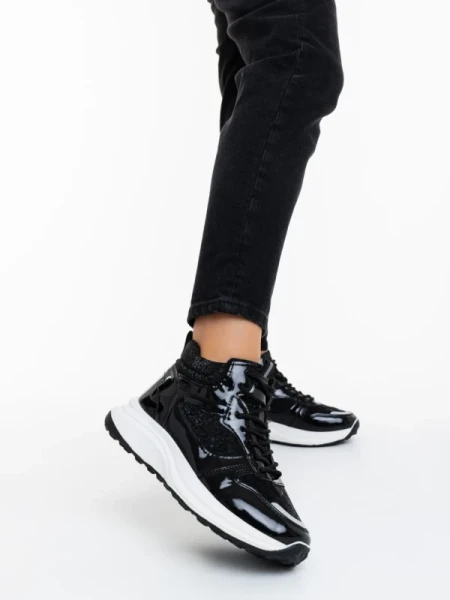 Varava fekete női sportcipő textil anyagból és szintetikus anyagból