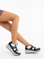 Agilica fekete fehér női sportcipő ökológiai bőrből és textil anyagból