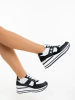 Agilica fekete fehér női sportcipő ökológiai bőrből és textil anyagból