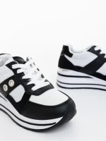 Agilica fekete fehér női sportcipő ökológiai bőrből és textil anyagból